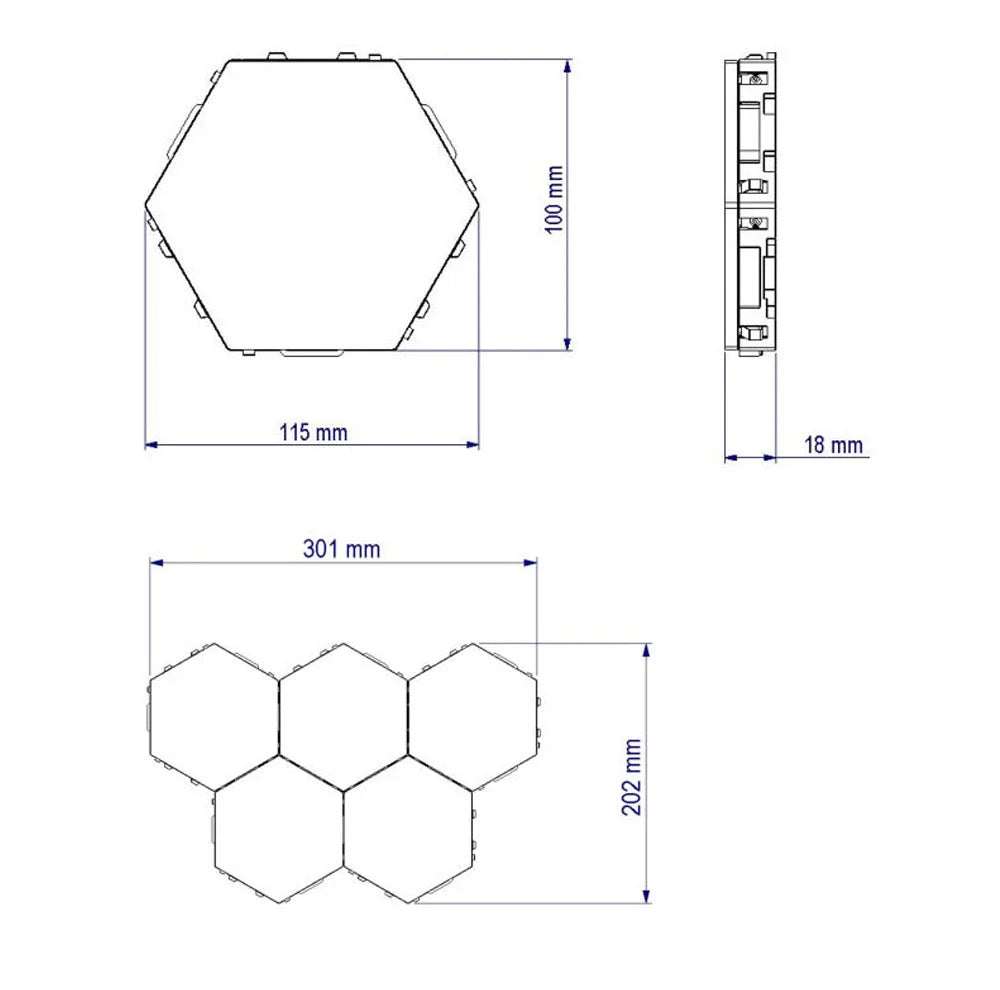 Lampa LED w kształcie hexagonu, z dotykowym włącznikiem, DIY, do pokoju dziennego i gamingowego