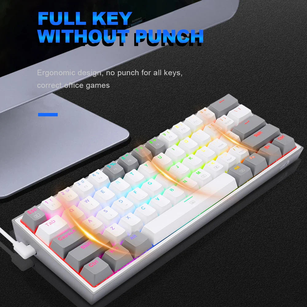 Klawiatura mechaniczna RGB 2025 K617, 61 klawiszy, USB, z odłączanym kablem