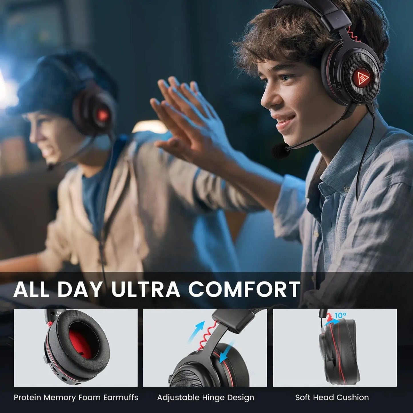 Słuchawki gamingowe EKSA E900Pro, 7.1 dźwięk, USB, z mikrofonem, do PC/PS4/PS5/Xbox