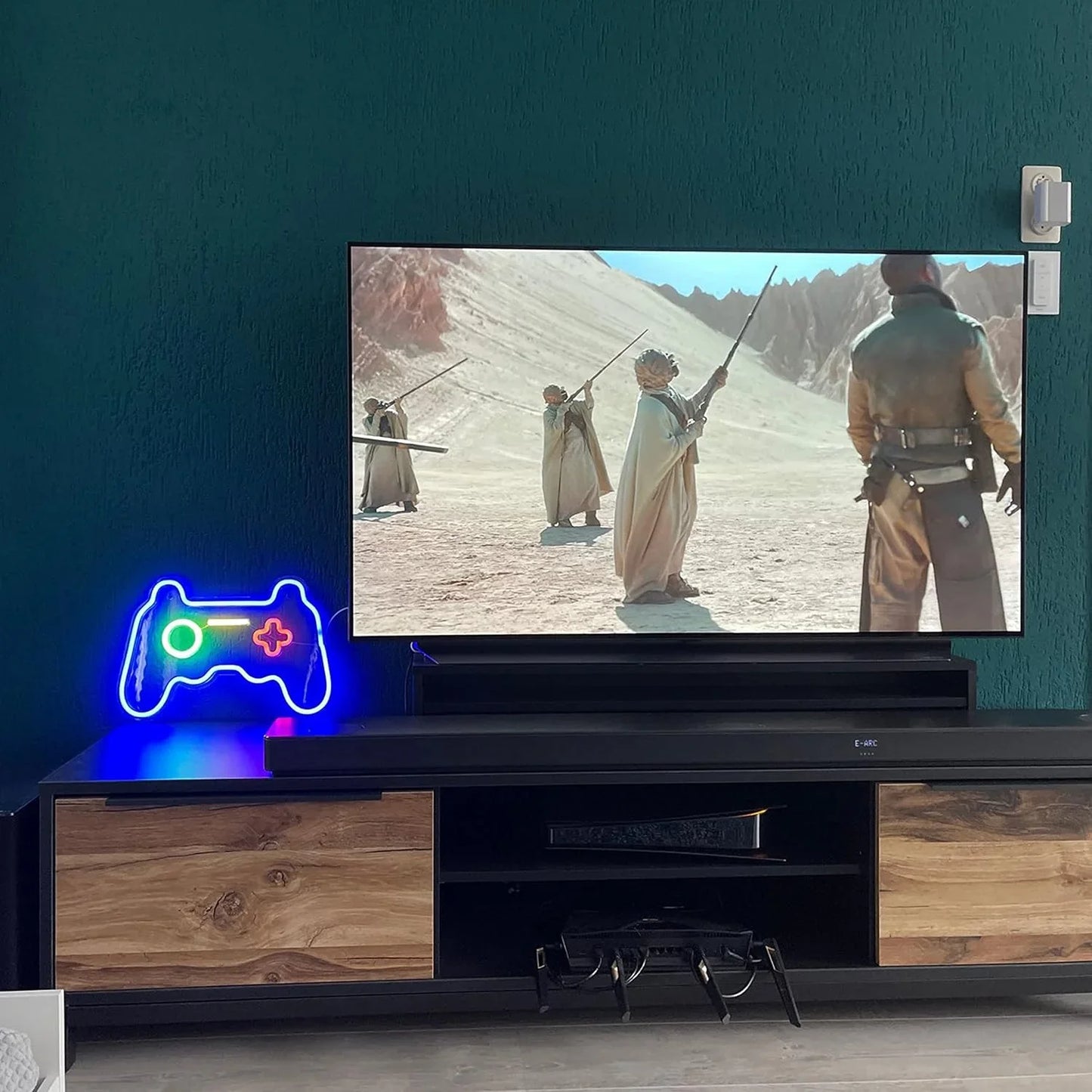 Neonowa tablica "Gamer", w kształcie kontrolera, do pokoju nastolatka, dekoracja LED