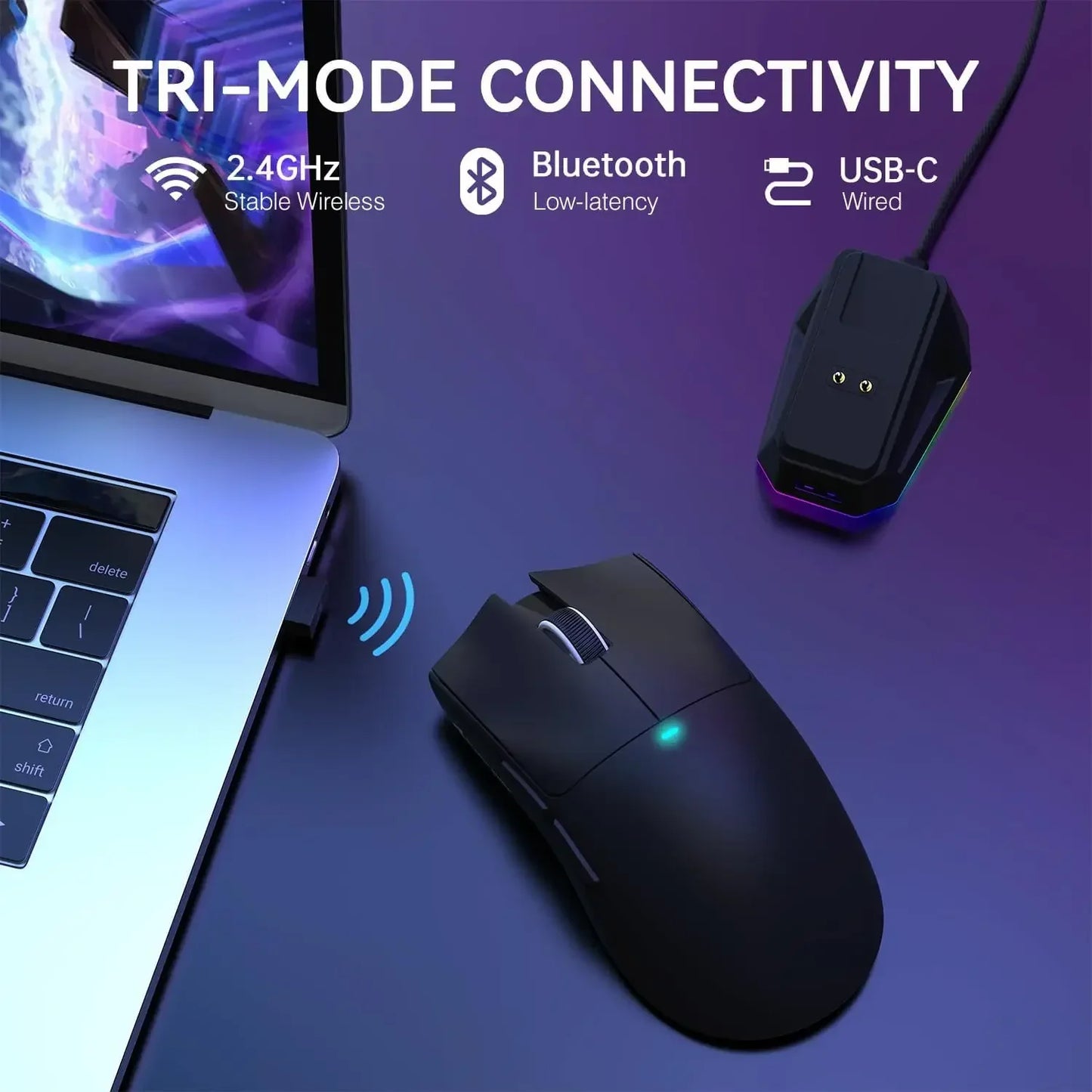 Mysz gamingowa ATTACK SHARK X11, bezprzewodowa, RGB, 22K DPI, z dokiem ładującym