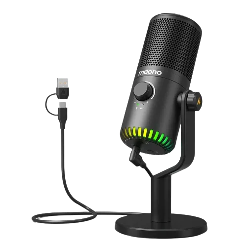 Mikrofon RGB 3w1, z programowalnym pokrętłem, USB Type C, dla graczy