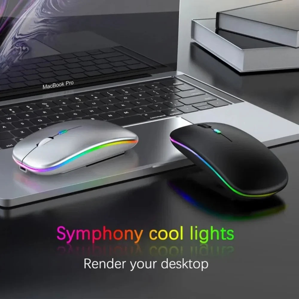 Bezprzewodowa mysz gamingowa, RGB, ergonomiczna, ładowalna, cicha, do laptopa/PC