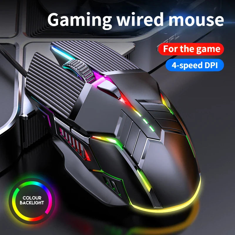 Mysz gamingowa przewodowa 3200DPI, RGB, 6 przycisków, cicha