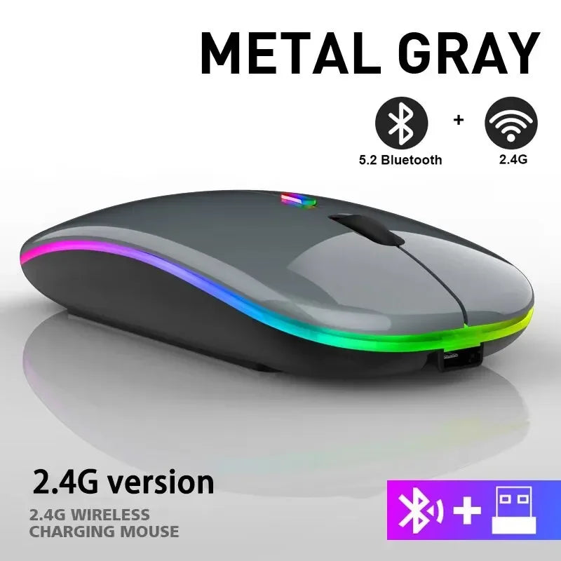 Bezprzewodowa mysz gamingowa, RGB, ergonomiczna, ładowalna, cicha, do laptopa/PC