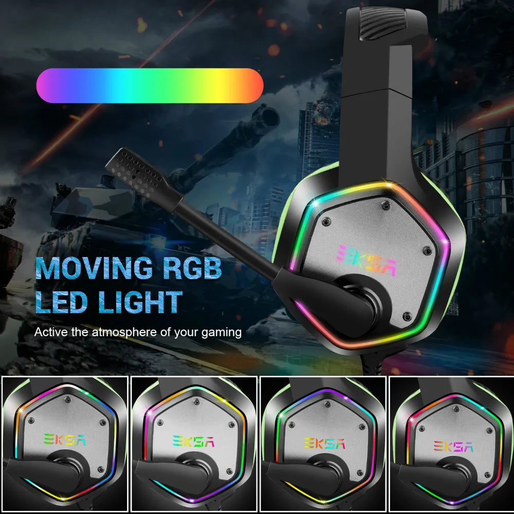 Słuchawki gamingowe USB, 7.1 dźwięk, przewodowe, z mikrofonem i RGB, do PC/PS4/PS5