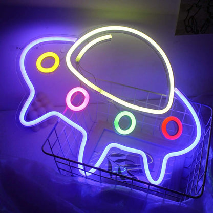 Neonowa tablica "Gamer", w kształcie kontrolera, do pokoju nastolatka, dekoracja LED