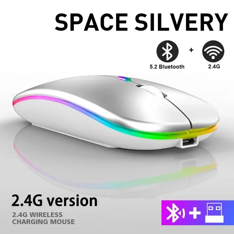 Bezprzewodowa mysz gamingowa, RGB, ergonomiczna, ładowalna, cicha, do laptopa/PC