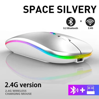 Bezprzewodowa mysz gamingowa, RGB, ergonomiczna, ładowalna, cicha, do laptopa/PC