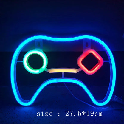 Neonowa lampa LED w kształcie ikony gry, zasilana przez USB, dekoracja na ścianę do pokoju dziecięcego, baru, KTV