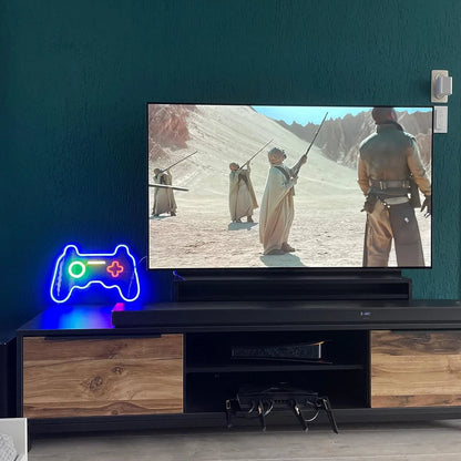 Neonowa tablica "Gamer", w kształcie kontrolera, do pokoju nastolatka, dekoracja LED