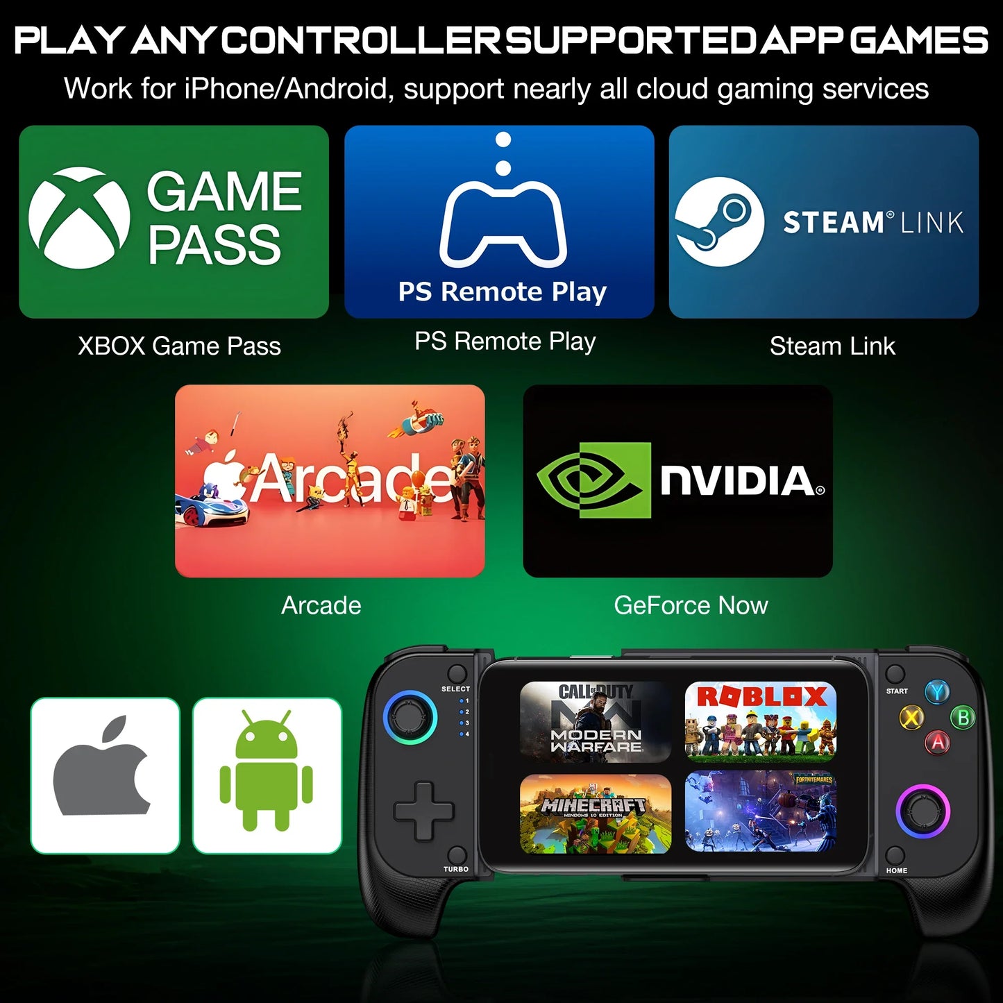 Joystick DinoFire, kontroler Bluetooth, z efektem Halla, do gier mobilnych iPhone/Android