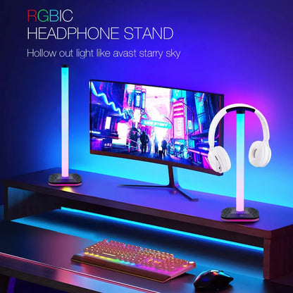 Stojak na słuchawki RGB, na biurko, uchwyt na słuchawki, akcesoria dla graczy