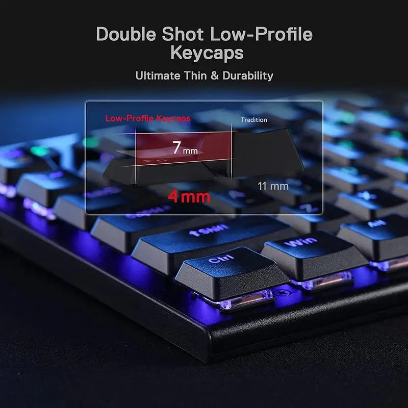 Klawiatura Redragon K618 Horus, bezprzewodowa, RGB, trójtrybowa, niskoprofilowa do gier