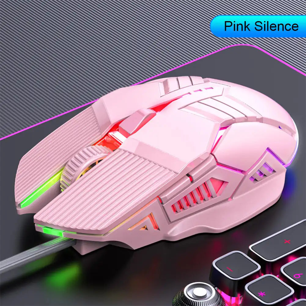 Mysz gamingowa przewodowa 3200DPI, RGB, 6 przycisków, cicha