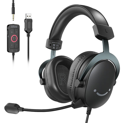 Słuchawki FIFINE, 3.5mm i USB, 7.1 dźwięk, z kontrolą głośności, do PC/MAC/PS4/PS5