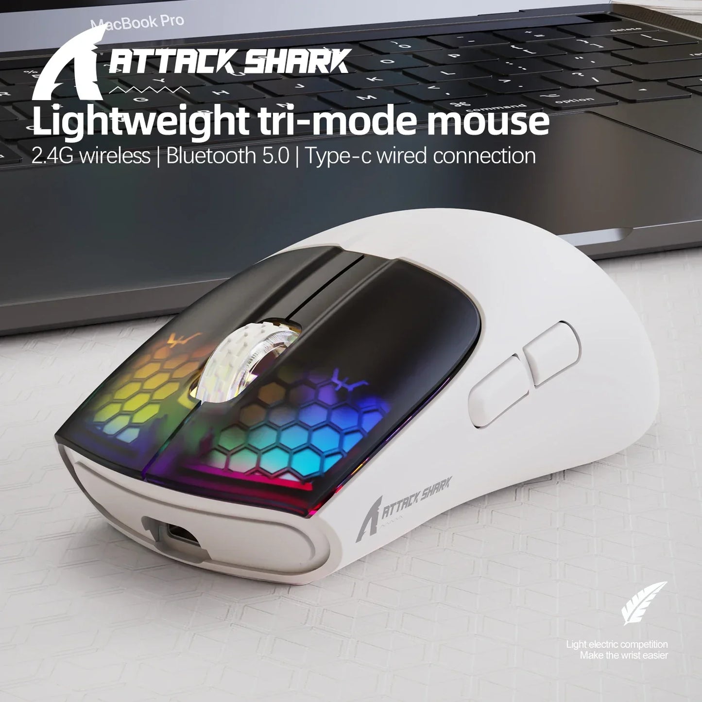 Mysz bezprzewodowa ATTACK SHARK X5, trójtrybowa, RGB, do gier