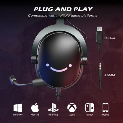 Słuchawki FIFINE, 3.5mm i USB, 7.1 dźwięk, z kontrolą głośności, do PC/MAC/PS4/PS5