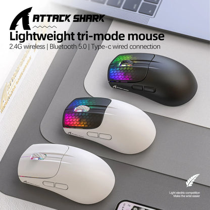 Mysz bezprzewodowa ATTACK SHARK X5, trójtrybowa, RGB, do gier
