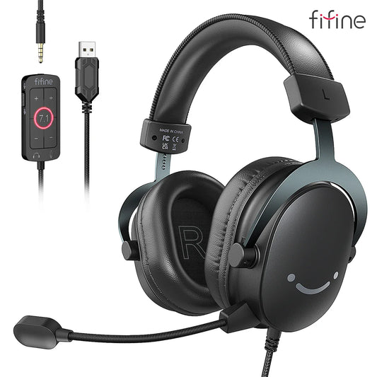 Słuchawki FIFINE, 3.5mm i USB, 7.1 dźwięk, z kontrolą głośności, do PC/MAC/PS4/PS5