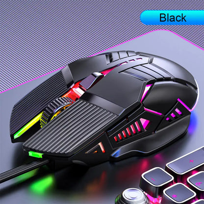 Mysz gamingowa przewodowa 3200DPI, RGB, 6 przycisków, cicha