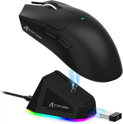 Mysz gamingowa ATTACK SHARK X11, bezprzewodowa, RGB, 22K DPI, z dokiem ładującym