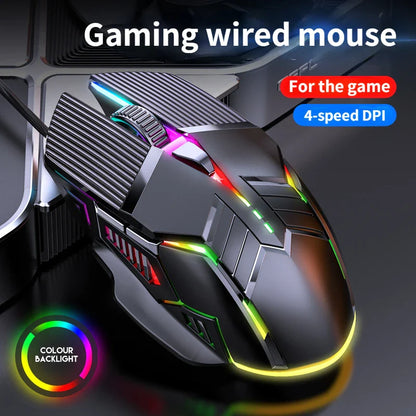 Mysz gamingowa przewodowa 3200DPI, RGB, 6 przycisków, cicha