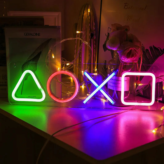 Neonowa tablica z ikoną gry, LED, kolorowe światło, dekoracja na ścianę do pokoju, baru lub klubu
