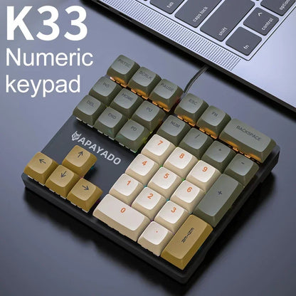 Mini klawiatura mechaniczna, 33 klawisze, RGB, do finansów i księgowości
