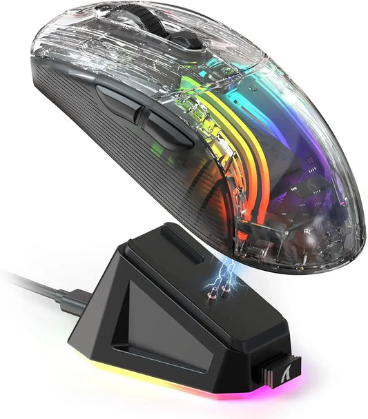 Mysz gamingowa ATTACK SHARK X2 Pro, trójtrybowa, przezroczysta obudowa, RGB, 4000 DPI