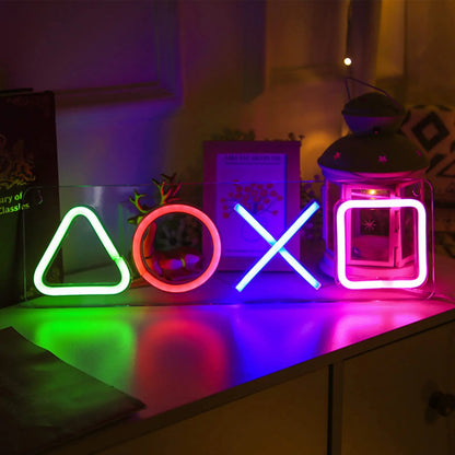Neonowa tablica "Gamer", w kształcie kontrolera, do pokoju nastolatka, dekoracja LED