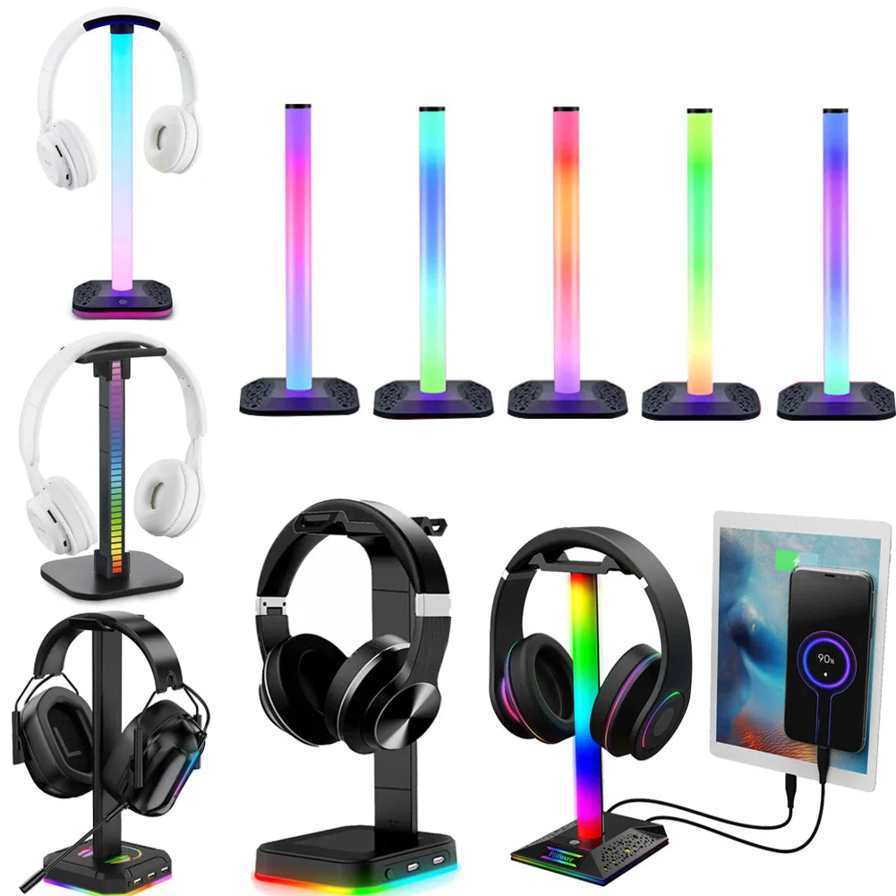 Stojak na słuchawki RGB, na biurko, uchwyt na słuchawki, akcesoria dla graczy
