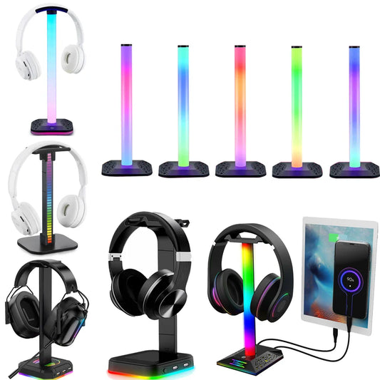 Stojak na słuchawki RGB, na biurko, uchwyt na słuchawki, akcesoria dla graczy